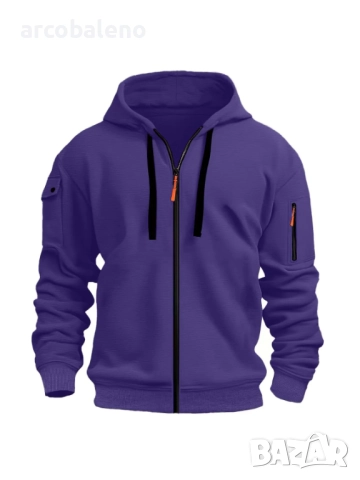 Мъжки преходен суичър с качулка и цип и с множество джобове, 10цвята , снимка 11 - Суичъри - 51743260