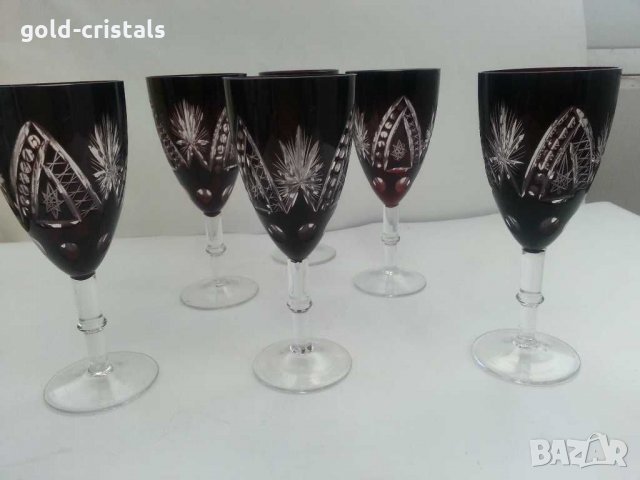 Кристални чаши за вино червен кристал, снимка 9 - Антикварни и старинни предмети - 31060388
