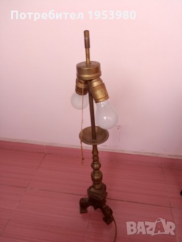 Стара бронзова лампа, снимка 2 - Антикварни и старинни предмети - 31770987