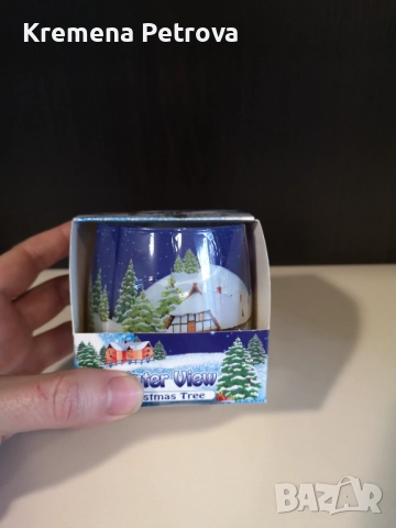 Нова Ароматна свещ в чаша коледни мотиви, снимка 2 - Декорация за дома - 52663489