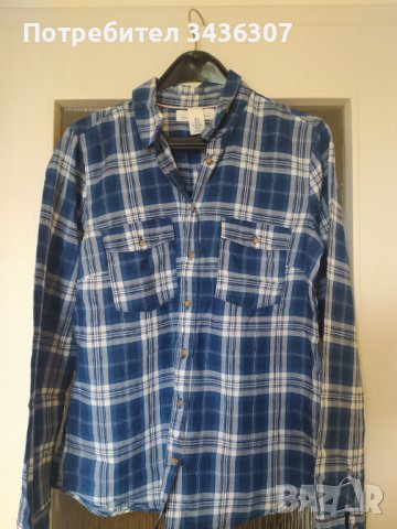 Карирана синя риза, H&M, снимка 1 - Ризи - 37343156