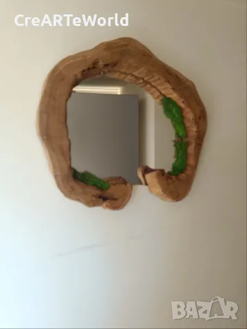 Огледало за баня От масивна дървесина и скандинавски мъх , снимка 5 - Огледала - 29214868