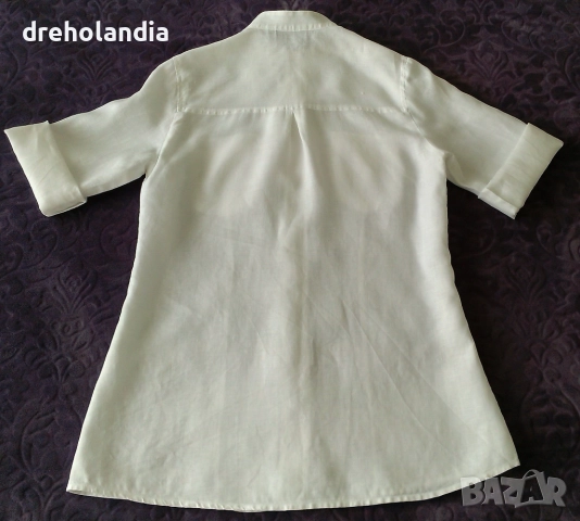 Бяла ленена риза - М, снимка 2 - Ризи - 51500654