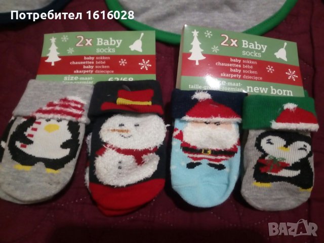 Бебешки Коледни лигавници и чорапки., снимка 3 - Бебешки чорапи - 38852197