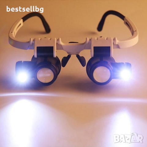 Часовникарска мощна увеличителна лупа очила с лед осветление за бижута, снимка 2 - Други инструменти - 29095920