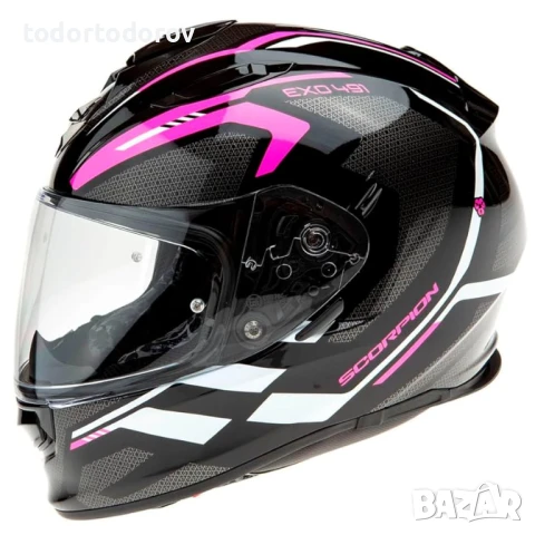Мото Каска SCORPION EXO-491 KRIPTA Pink-Black,очила,L 59-60см, снимка 2 - Аксесоари и консумативи - 51331168