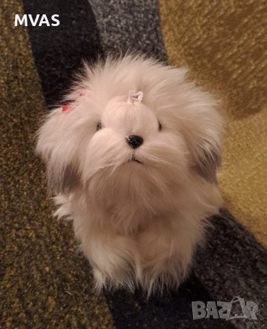 Нова голяма играчка космато бяло кученце Подарък за Коледа за дете