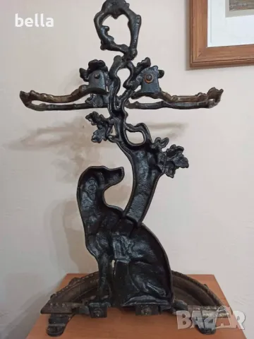 Викторианска чугунена стойка за чадъри с патинирано бронзово покритие, под формата на хрътка , снимка 9 - Антикварни и старинни предмети - 50385965