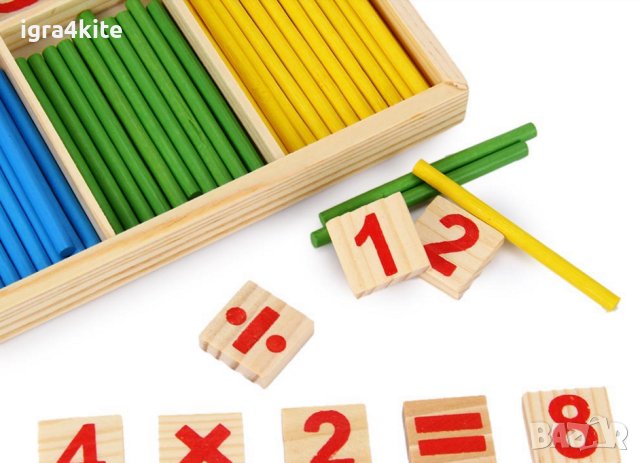 Evergreen Дървено сметало с плочки и пръчици / логическа таблица Абакус математика, снимка 3 - Образователни игри - 42853545