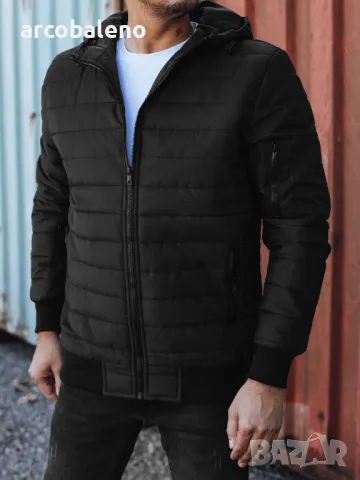 Мъжко преходно ватирано яке с качулка, 2цвята , снимка 2 - Якета - 47724653