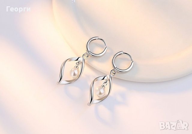 Сребърни обеци и колие от истинско сребро 925, с прозрачни камъчета!, снимка 4 - Обеци - 34399215
