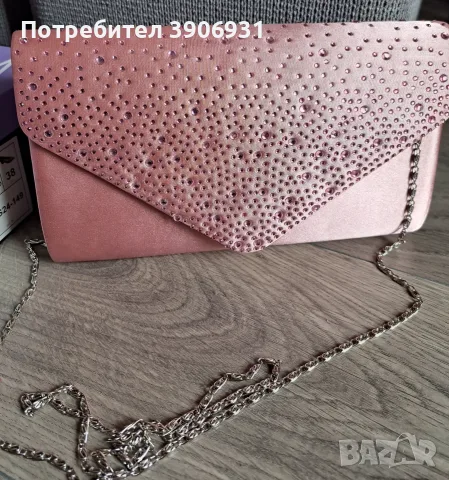Официална чанта цвят пудра, снимка 3 - Чанти - 56431894