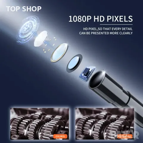 Ендоскопска камера двойна леща 4.3'' IPS екран 1080P HD  Ендоскоп бароскоп за инспекция, снимка 13 - Друга електроника - 49049715