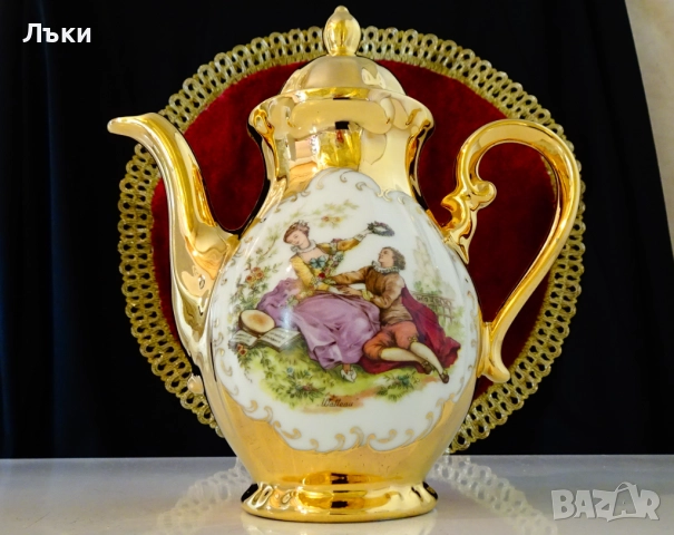 Кана баварски порцелан,злато,картина на Антоан Вато. 