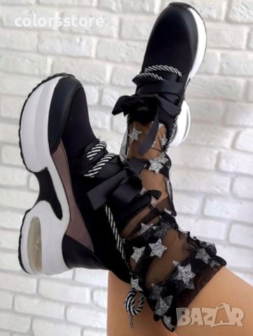 Кецове на платформа - черни с бяло ходило - SC1, снимка 2 - Кецове - 37171632