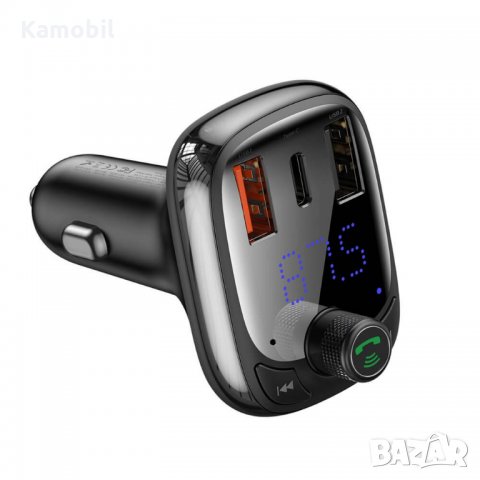 Зарядно за кола Baseus T Typed Bluetooth 5.0 FM Transmitter MP3 Quick Charge 4.0, снимка 2 - Зарядни за кола - 30775457