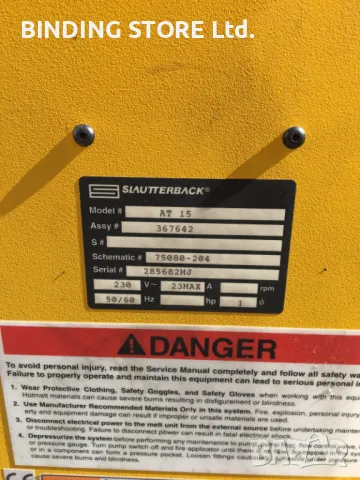 Slautterback AT-15 – индустриална ръчна машина за нанасяне на топло лепило / hot melt /, снимка 2 - Други машини и части - 50197019
