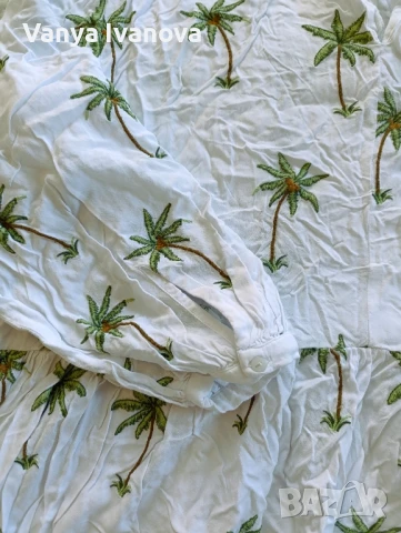 H&M бяла рокля с палми, снимка 7 - Рокли - 50753340