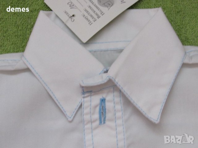 Бяла детска ризка с бродирано джобче размер 86 и 110, нова, снимка 6 - Детски ризи - 11087582