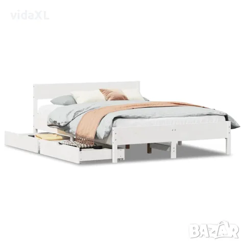 vidaXL Рамка за легло без матрак, бял, 120x190 см, борово дърво масив