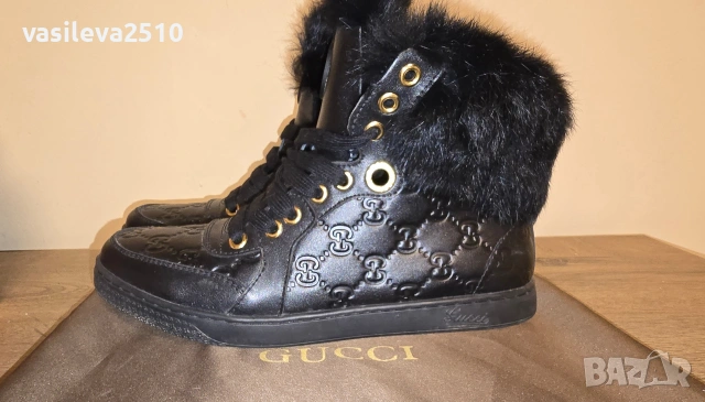 Gucci дамски кецове от естествена кожа и естествен косъм , снимка 7 - Кецове - 53893006