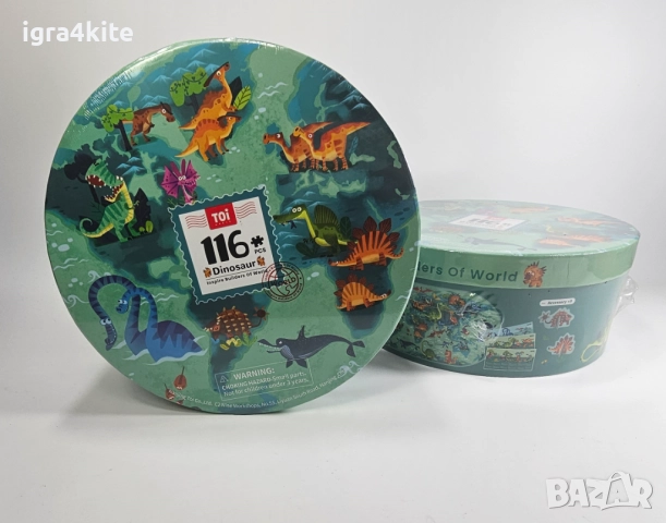 Топ подарък! Пъзел в кутия динозаври 116ч. и географска история с динозаврите, снимка 2 - Образователни игри - 52157759