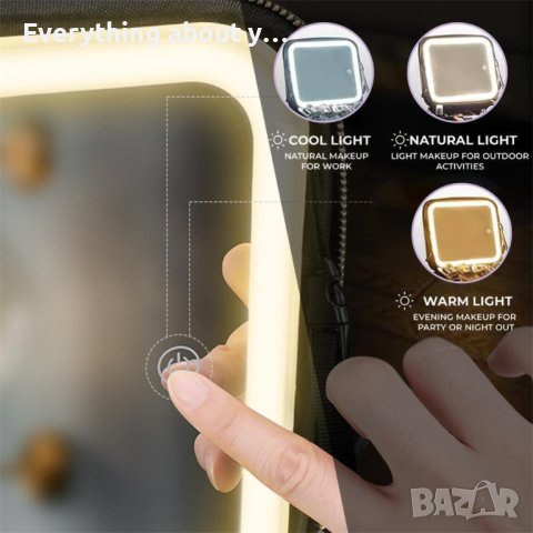 4079 Розово куфарче за грим с огледало и лед осветление, снимка 10 - Други стоки за дома - 42143302