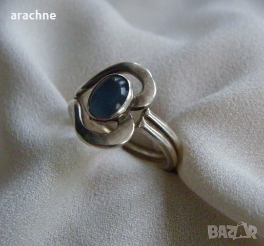 Сребърен пръстен с аквамарин, снимка 4 - Пръстени - 30864432