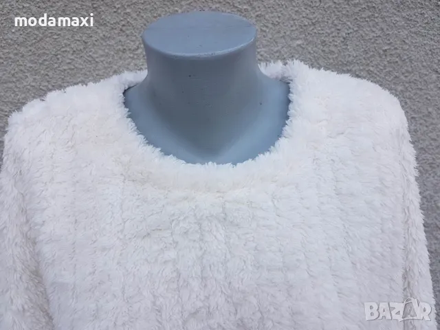 4XL Нов бял пухкав пуловер, снимка 2 - Блузи с дълъг ръкав и пуловери - 48160115