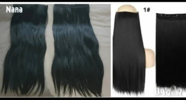 Черни треси екстеншън Дължина 60см Цена 21€, снимка 9 - Аксесоари за коса - 54183068