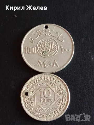 Две монети 10 халала 1987г. Саудитска Арабия - 10 франка Мароко за КОЛЕКЦИЯ 41206