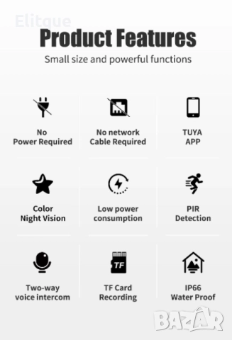 Външна соларна Wifi камера с ниска мощност ден и нощ; пълноцветна безжична WiFi HD камера за наблюде, снимка 5 - Други - 52861251