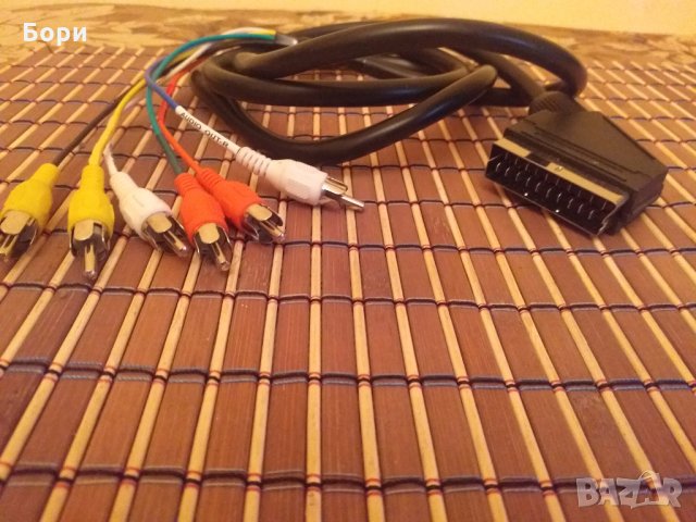 Немски кабел 6 чинч към скарт 2метра, снимка 4 - Плейъри, домашно кино, прожектори - 31040523