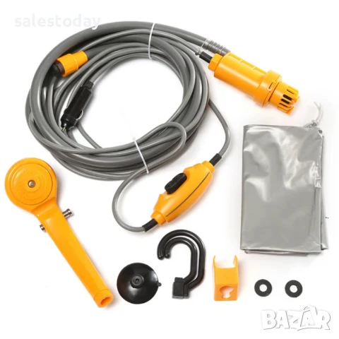 Преносим душ на 12V, за запалката на вашия кемпер или автомобил, Вградена помпа, снимка 7 - Аксесоари и консумативи - 50546044