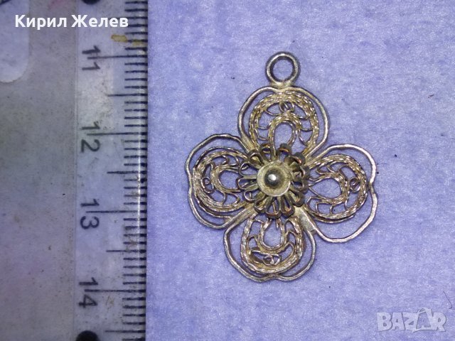 СТАРИННА ФИЛИГРАННА ПОСРЕБРЕНА МЕДНА ВИСУЛКА МЕДАЛЬОН ЧЕТИРИЛИСТНА ДЕТЕЛИНА РЪЧНА ИЗРАБОТКА 40092, снимка 10 - Антикварни и старинни предмети - 42855334