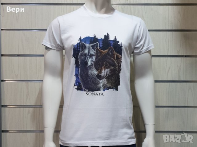 Нова мъжка тениска с трансферен печат Два вълка, Серия вълци, снимка 3 - Тениски - 29104380