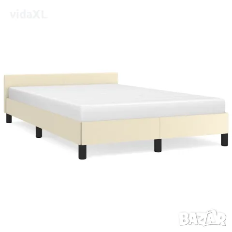 vidaXL Рамка за легло с табла без матрак, кремава, 120x200 см
