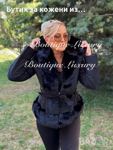 Дамско черно зимно яке палто с големи пухове и качулка, снимка 2 - Якета - 42093320