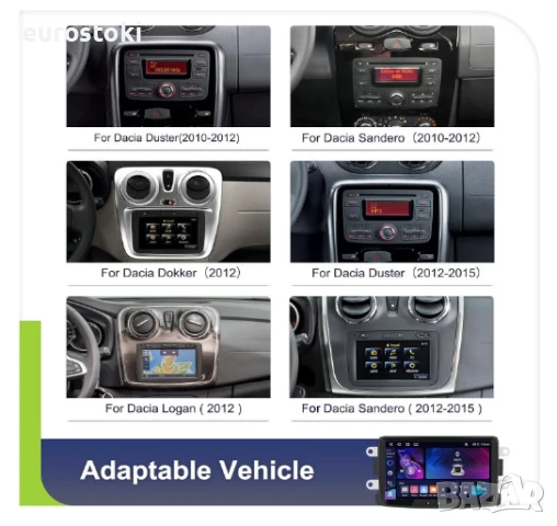 CAMECHO мултимедия за Renault Dacia Logan Duster Sandero, 4+64G, Android 13, 2DIN, Carplay/Android , снимка 2 - Аксесоари и консумативи - 50979405