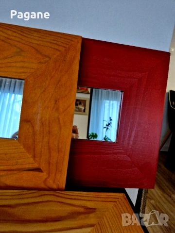 Сет от 3 декоративни огледала с масивни дървени рамки – Рустик Стил, снимка 4 - Пана - 53293966