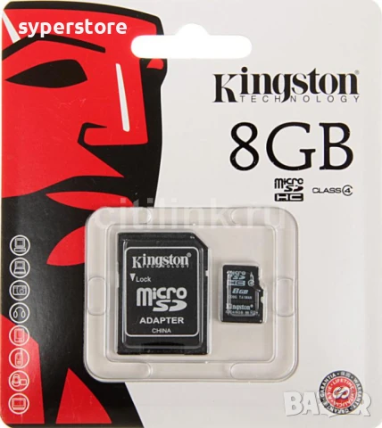 ФЛАШ КАРТА Micro SD 8 GB Kingston + адаптер за SD клас 4 MicroSD TF TransFlash, снимка 3 - Карти памет - 50593109