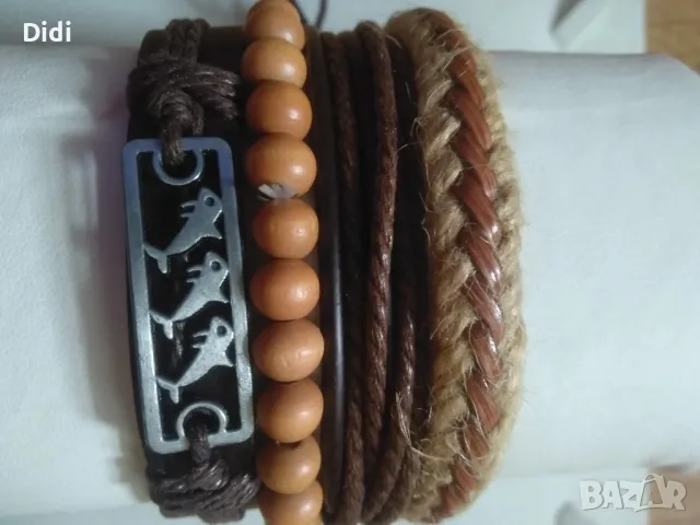 Гривни кожа и мъниста зодия Лъв йероглифи , снимка 2 - Гривни - 49088988