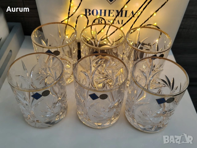 Bohemia Кристал чаши 6 бр. със златни детайли , снимка 6 - Чаши - 53286887