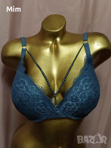 Sapph 85 E Син дантелен сутиен с мъниста , снимка 7 - Бельо - 53128461