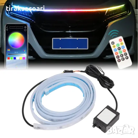 150 см 180 см RGB LED Диодна лента за преден капак, мобилно приложение, снимка 6 - Аксесоари и консумативи - 48790185