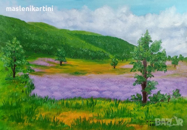 Лавандула маслена картина, снимка 2 - Картини - 39101278