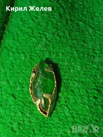 СТАР ЗЕЛЕН КАМЪК МИНЕРАЛ КРСТАЛ РЪЧНО ФАСЕТИРАН в ПОСРЕБРЕН ОБКОВ ЧАСТ от РЕТРО БИЖУ 28577, снимка 9 - Антикварни и старинни предмети - 37199212