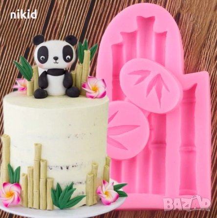 Бамбук Бамбукови пръчки и листа силиконов молд форма за украса декорация фондан торта