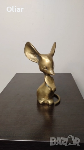 Много симпатична и нестандартна фигурка на мишле с големи уши. Бронз., снимка 2 - Статуетки - 52257816