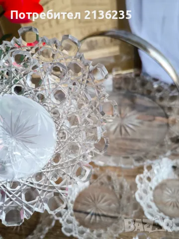 Антикрен комплект кристал и сребро , снимка 2 - Антикварни и старинни предмети - 49897220